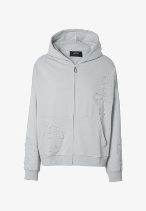 FAVELA, CROSS PATCHES FRONTZIP - Φούτερ με φερμουάρ - light blue