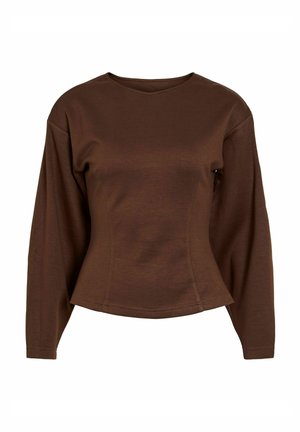 VILA, LONG SLEEVED TOP VIOLINE ROUND NECK - T-shirt à manches longues - carafe
