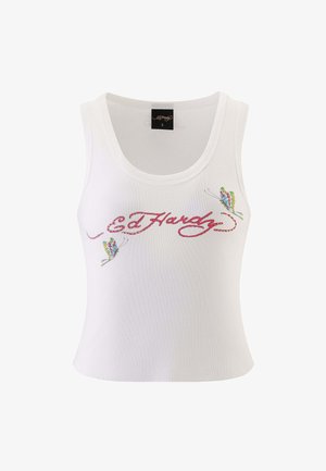 Ed Hardy PARTY RHINESTONE CROPPED - Top - white