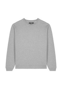 Sudadera gris de material de algodón suave, con cuello redondo, mangas largas, puños acanalados y dobladillo recto. Logo "MIRA PARIS" en el cuello.