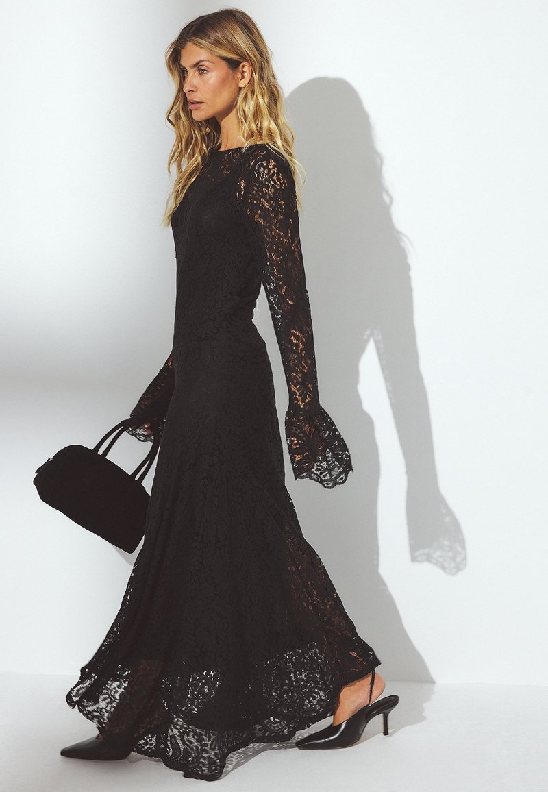 LOREN - vestito lungo con corpetto in pizzo nero