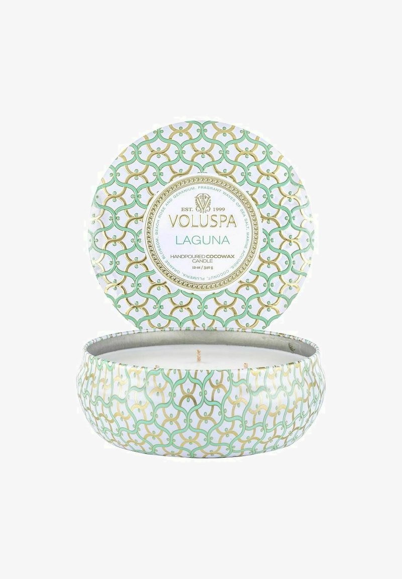 Voluspa 3-WICK DECORATIVE TIN LAGUNA 340G - Doftljus - white