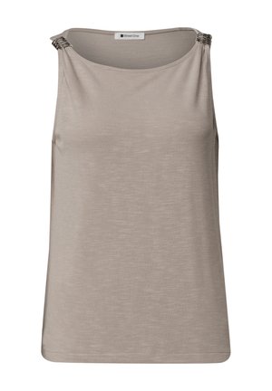 Street One, TOP WITH BOAT NECKLINE AND SHOULDER - Débardeur - sepia sand