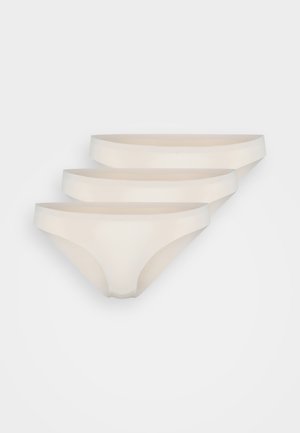 Kolme tükki sujuvaid aluspükse pehmest, venivast kangast. Kreemjas värv, laiad ja siledad vööd ning minimalistlik disain.