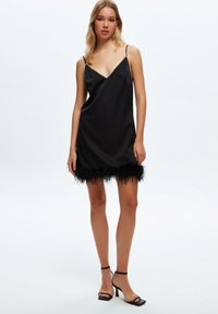 adL V NECK FEATHER DETAILED - Juhlamekko - black