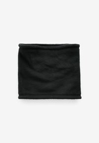 Mustikka fleece-kauluri, suorakulmainen muoto, pehmeä rakenne, joka on ommeltu reunasta. Ei näkyviä kuvioita tai varusteita.