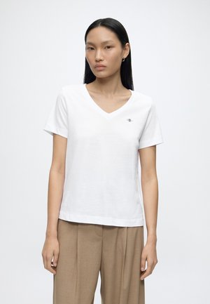 GANT SHIELD V NECK - T-Shirt basic - white
