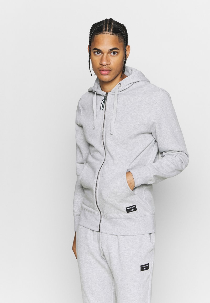 Björn Borg - CENTRE ZIP HOODIE - Užtrauktuku užsegamas treningas - light grey melange, Padidinti