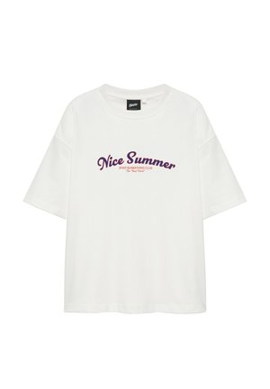 PULL&BEAR, STWD NICE SUMMER - T-SHIRT - T-shirt con stampa - white