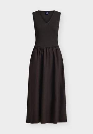 GAP, VNECK DROPWAIST MIXED MEDIA MAXI - Φόρεμα ημέρας - terra brown