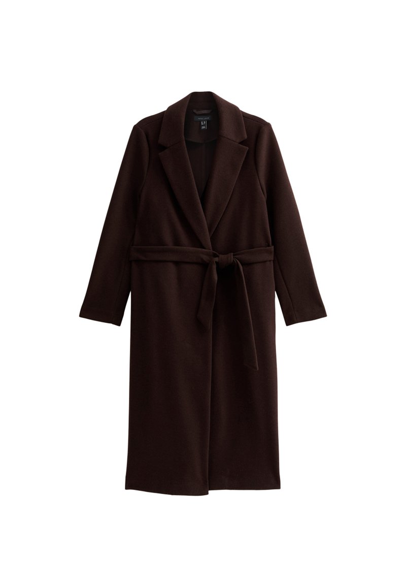 New Look TAILORED LONGLINE BELTED Classic coat dark brown