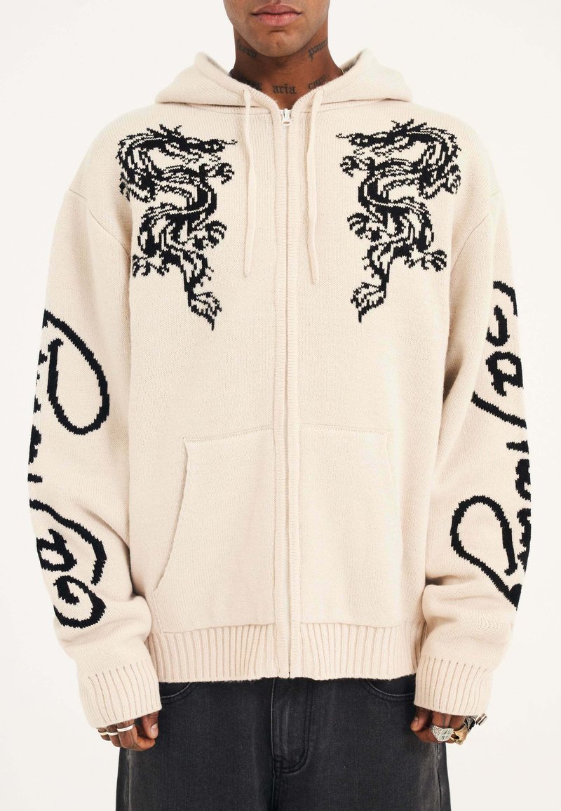 Ed Hardy DRAGON ZIP THRU - Chaqueta de punto - beige