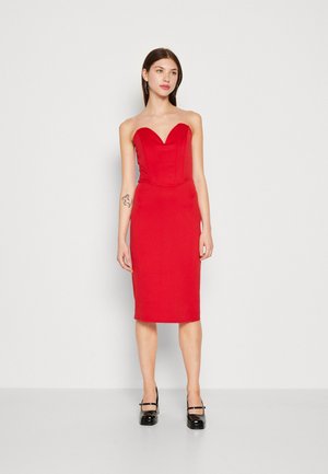 WAL G. DOLLY V NECK MIDI - Φόρεμα από ζέρσεϊ - red