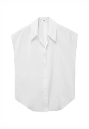 Chemise blanche à manches courtes avec un col pointu, fermeture à boutons sur le devant et une coupe décontractée. Texturé lisse avec un ourlet arrondi.