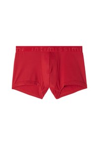 Röda herrboxerbriefs gjorda av slät tyg med en logobeklädd midja. Designen har en åtsittande form och platta sömmar för komfort.