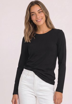 Street One, BASIC LANGARM SHIRT IN UNIFARBE - Longsleeve - black
