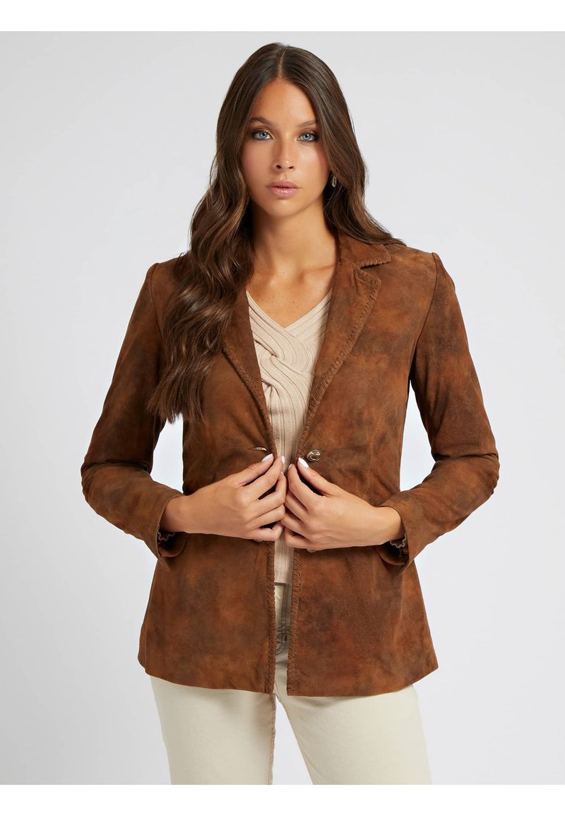 Guess Leather jacket braun/brown Zalando.ie