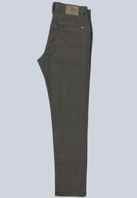 Dunkelgraue Jeanshose mit geradem Bein. Verfügt über eine Gesäßtasche mit einem dezenten Stickmuster und einem lässigen Bundetikett.