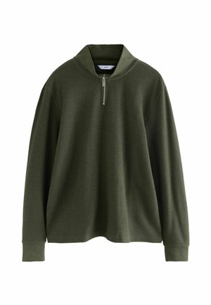 TALL FIT TEXTURED ZIP NECK - Neule - khaki green marl