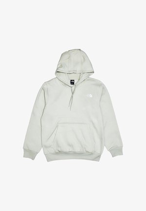 Jasnobeżowa bluza z kapturem ze sznurkiem, kieszenią kangurką i ściągaczami na rękawach. Na górnym lewym rogu znajduje się małe logo. Miękki materiał.