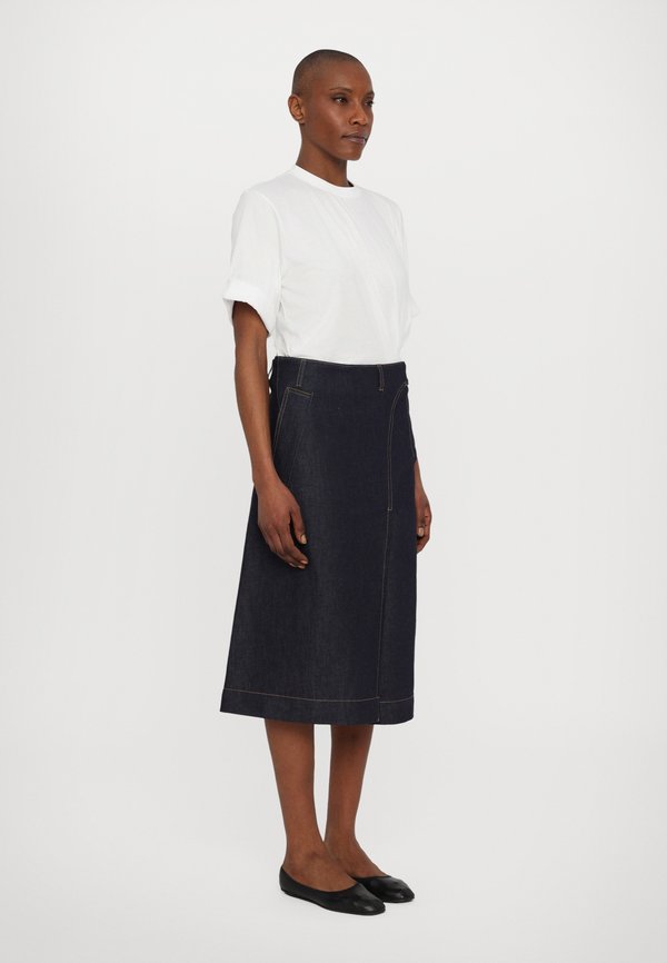 WRAP DETAIL SKIRT - Denim skirt - dark indigo raw4