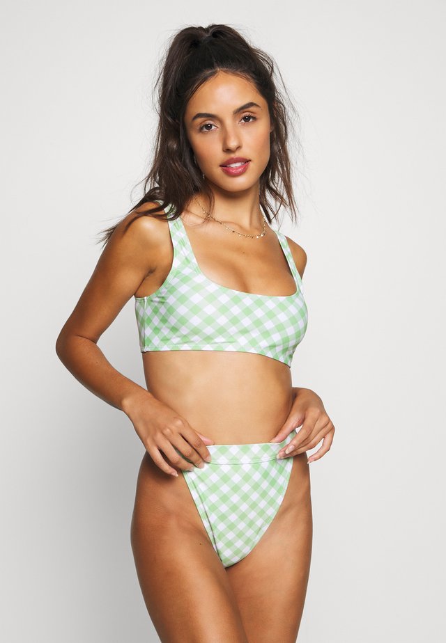 GINGHAM SCOOP NECK TOP AND TANGA BOTTOMS - Bikini - green