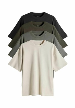 REGULAR FIT - 4 PACK OVERSIZED SHORT SLEEVE HEAVYWEIGHT - Basic T-shirt - green brown black