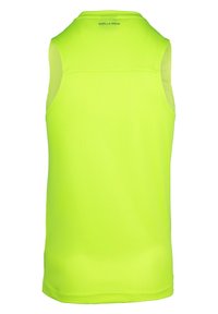 Neongele mouwloze sportshirt met een zachte, lichte textuur. Beschikt over een ronde halslijn en een logo aan de achterkant.