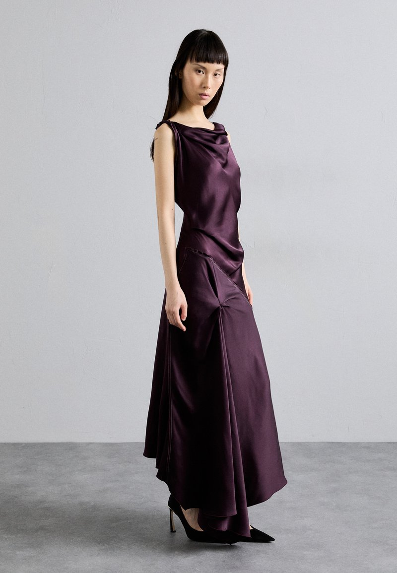 victoria beckham asymmetric draped midi dress Draped asymmetric midi dress in black - Victoria Beckham
