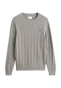CABLE C NECK - Pullover - grey melange