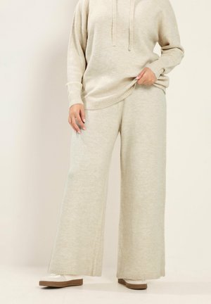 Yours Clothing, PLUS SIZE WIDE LEG TROUSERS - Pantalon classique - cream