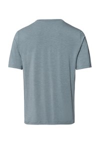 T-shirt grigio a maniche corte con scollatura rotonda, realizzato in tessuto morbido. La texture appare liscia con un leggero motivo melangiato.