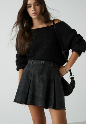 REGULAR FIT - Minigonna - black check