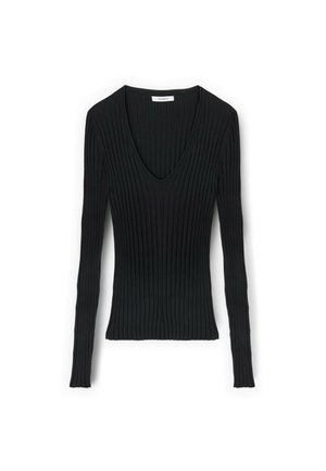 Motivi, MAGLIA A COSTA PIATTA CON SCOLLO A V - Pullover - nero