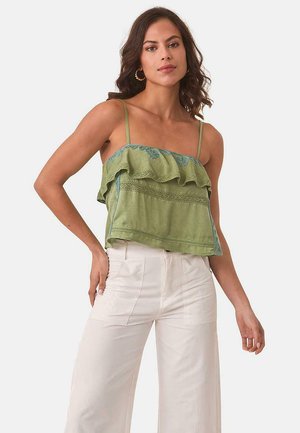 Nekane LARGO HASTA LA CADERA CON ESCOTE CUADRADO Y TIRANTES DETALLES BORDADOS
 - Top - verde