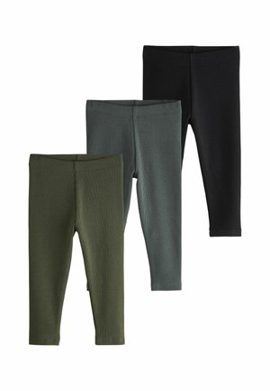 Next, 3 PACK RIBBED LEGGINGS - Legíny – nohavice - black grey