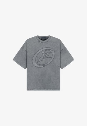 FAVELA, F PATCH T-SHIRT - Print T-shirt - grey washed