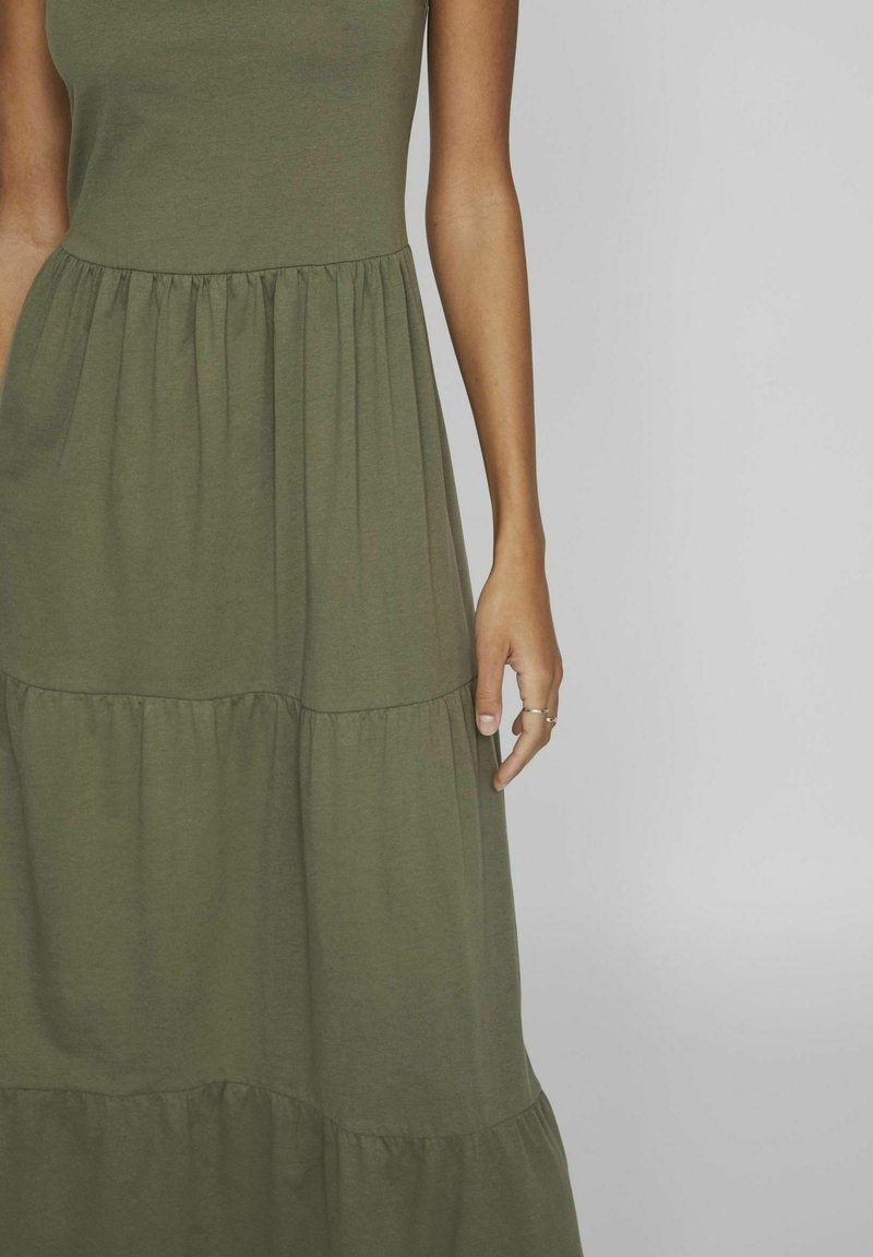 ombre green dress for wedding Olive Animal Print Flounce Tier Maternity Maxi Dress – PinkBlush