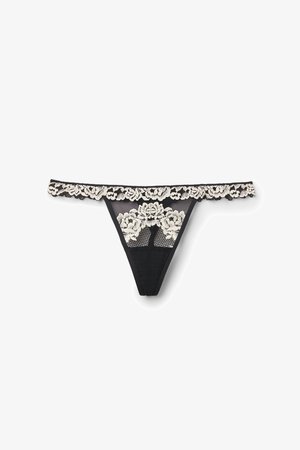 Intimissimi, PRETTY FLOWERS THONG SIDE STRAPS - Tanga - mottled black