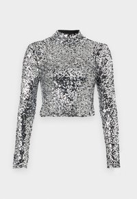 SMALL SEQUINS MESH MOCK NECK - Pitkähihainen paita - silver