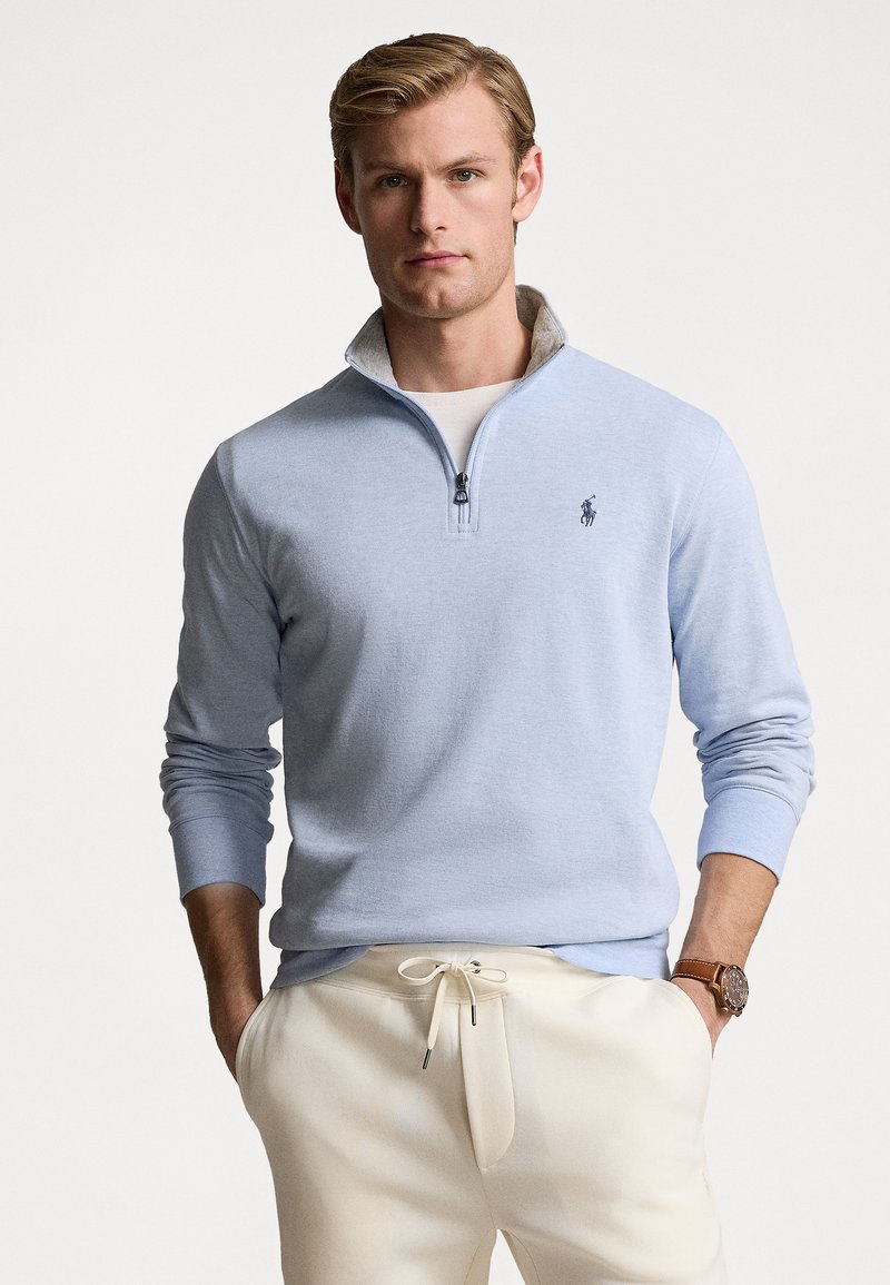 Polo Ralph Lauren - LUXURY JERSEY QUARTER ZIP PULLOVER - Tops ar garām piedurknēm - blue, Palielināt