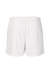 Vita lätta shorts med elastisk midja, med en slät yta, kort skärning och inga synliga fickor eller dekorationer.