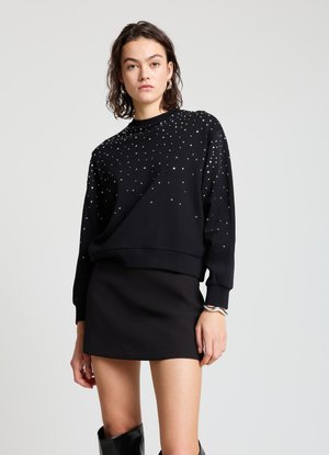 GIROCOLLO CON STRASS - Felpa - ultrablack