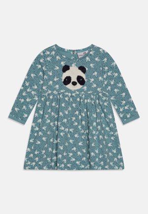 DRESS FLOWERS AND DOT PRINT - Jerseyjurk - cyan
