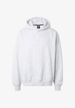 Világosszürke kapucnis pulóver finom "ecko unltd." nyomattal, elején kenguruzsebbel, bordázott mandzsettákkal és szegéllyel.