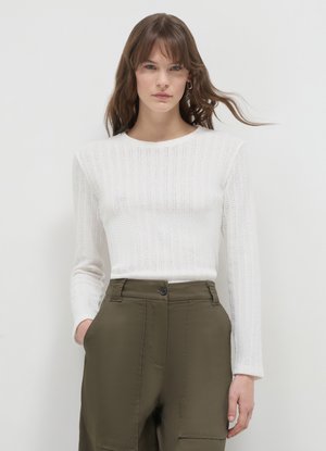 GIROCOLLO TRAFORATA - Maglione - bianco lana