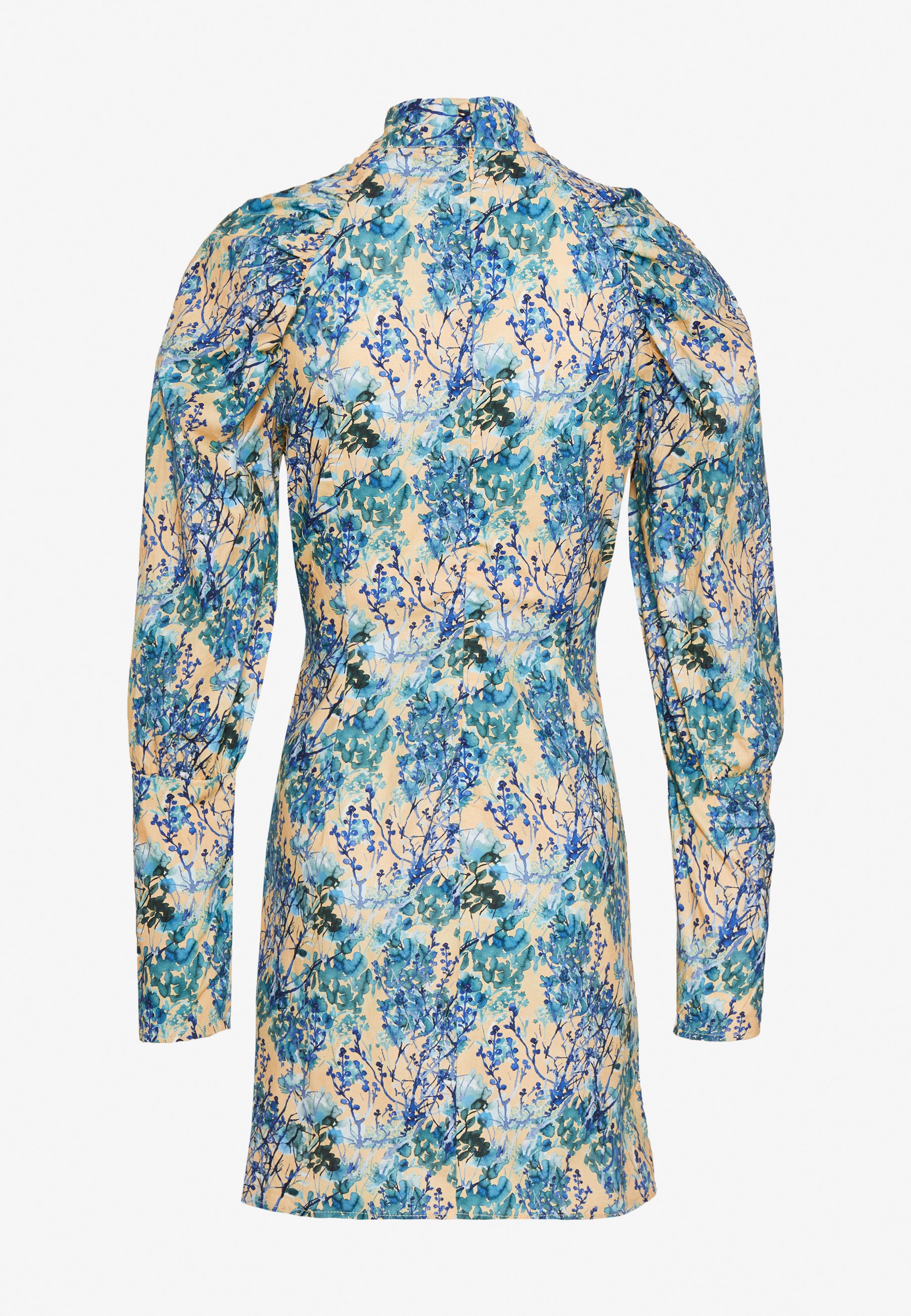 NA KD HIGH NECK ELASTIC DETAIL DRESS Etuikjole yellow NA-KD HIGH NECK ELASTIC DETAIL DRESS - Etuikjole - yellow