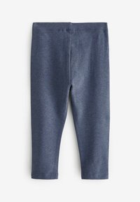 Dunkelblaue Leggings aus einem weichen, dehnbaren Material. Sie verfügen über einen elastischen Bund und ein volle Länge-Design ohne sichtbare Nähte.