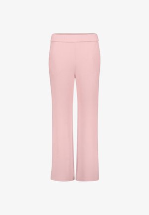 Pantalon rose clair, taille haute, jambes larges avec une ceinture plate, présenté sur un fond blanc.