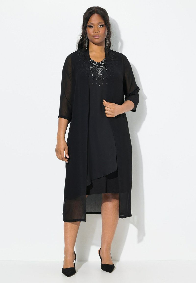 Ulla Popken LONGLINE OPEN SHAPE 3/4 SLEEVE  - Chaqueta fina - black